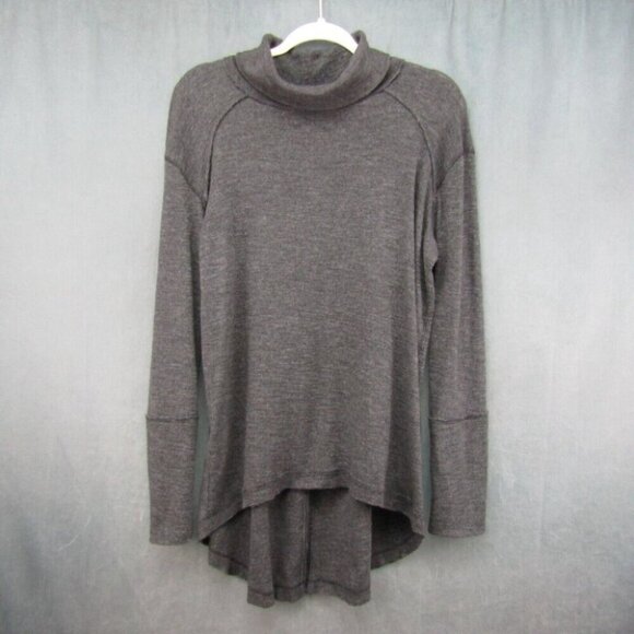 Free People We The Free Gray Split Back Turtleneck Tunic Top Size L Long Sleeve - Picture 10 of 10
